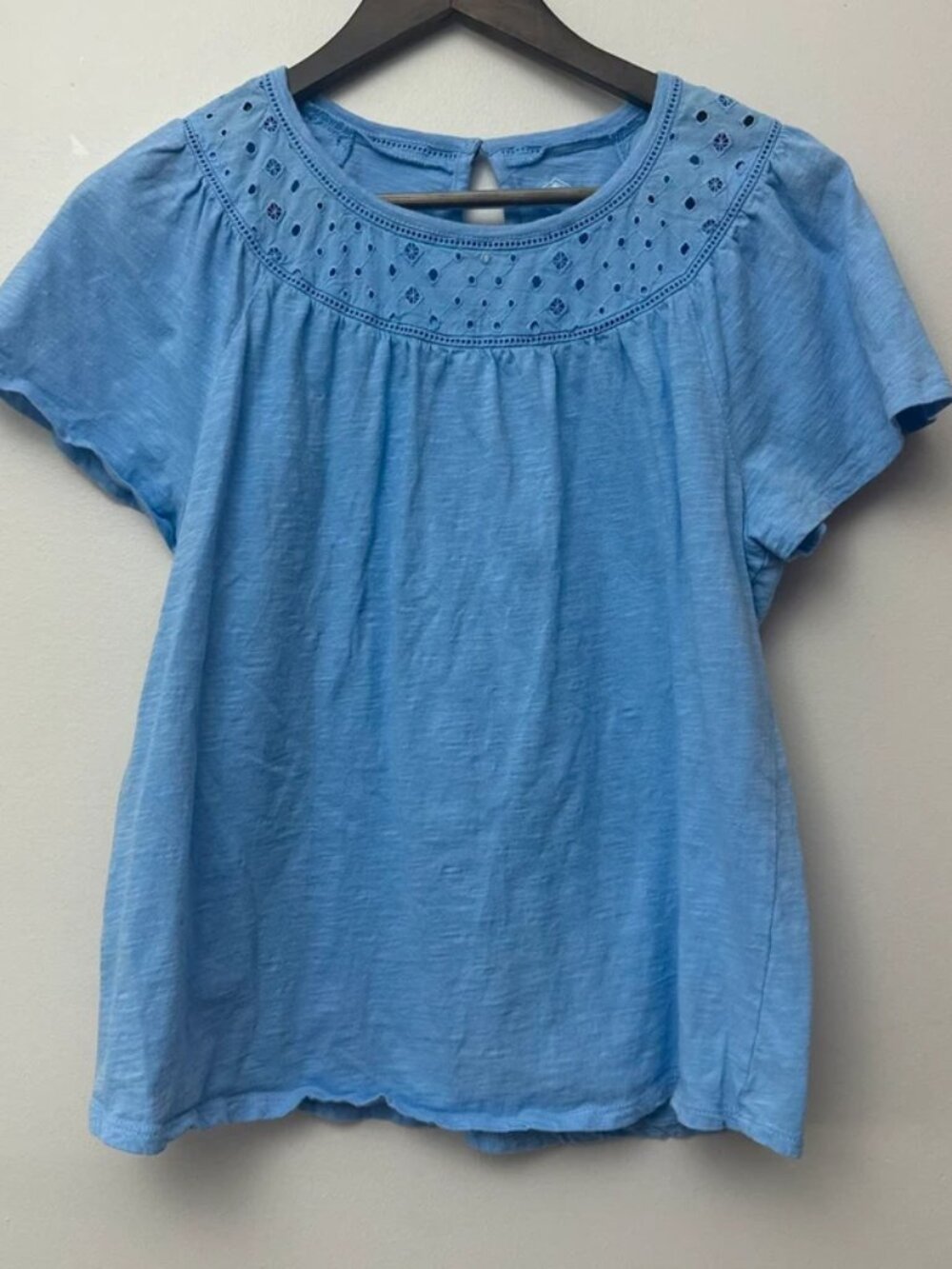 St Johns Bay Light Blue Short Sleeve Top with eyelet design Large
